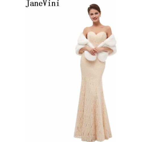 JaneVini Fashion White Faux Fur Wraps and Shawls Women Wedding Fur Coat Bolero Elegant Winter Warm Bridal Stoles Abrigo De Novia