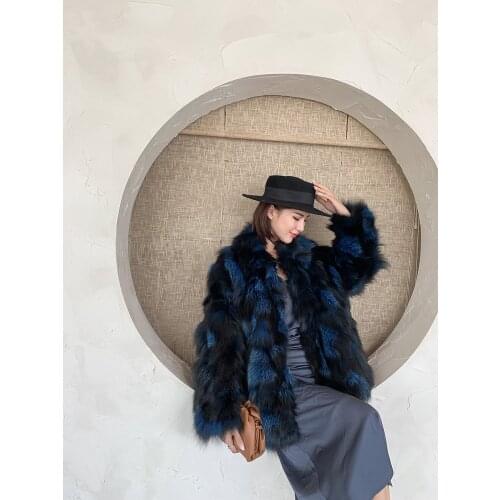 New genuine real natural fox fur coat womens fashion loose style warm winter waistcoats jacket custom big size
