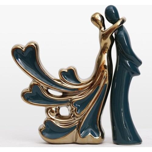 [New] Nordic ceramic couple Sculpture Love Kiss couple Statue Home decoration bedroom wine cabinet high-end wedding gifts