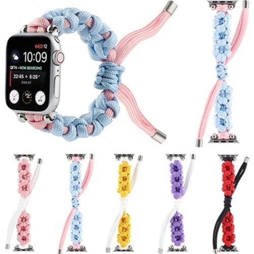 New Flowers Rope Weave Strap for Apple Watch 6 Band SE 5 40mm 44mm Bracelet Belt for iWatch Series 4 3 38mm 42mm Sport Watchband