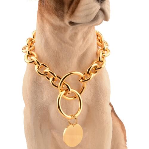 Top Quality Stainless Steel Dog Chain Collars Pet Necklaces For Large Dogs Bulldog Bully Gold Retriever Silver Golden Collar