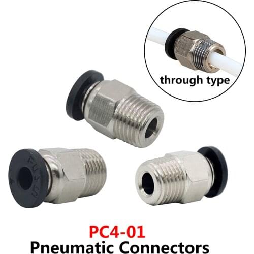 3D Printer Parts 2pcs through type Pneumatic Connectors E3D V6 Extruder J-head Hot end OD 4mm or 6mm PTFE Tube Quick Coupler
