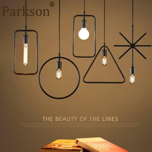 Loft Pendant Light Metal Black Lights Nordic Simple Line Pendant Lamp Modern Restaurant Bar Living Room Ceiling Decor Chandelier