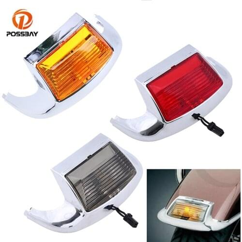 POSSBAY Motorcycle Front Fender Tip LED Light Motorbike Warning Signal Decorative Lamp Fit for Electra Glide Classic FLHTC 09-13