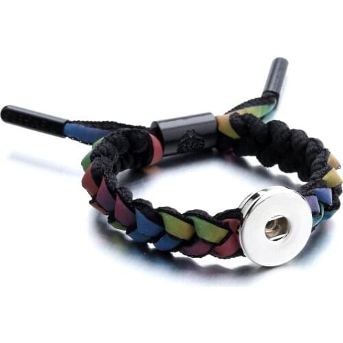 The Bloomer Adjustable Braided Shoelace Snap Button Bracelet fit 18mm Snap Jewelry Handmade 18mm Snap Knit Shoelace Bracelets