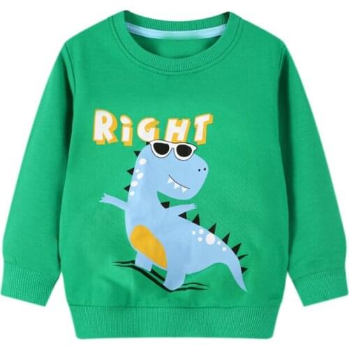 27Kids Boys Long Sleeves Cute Dinosaur Pattern Yellow Color Sweatshirts Kids Clothes Autumn Childrens Clothing 2-7Year