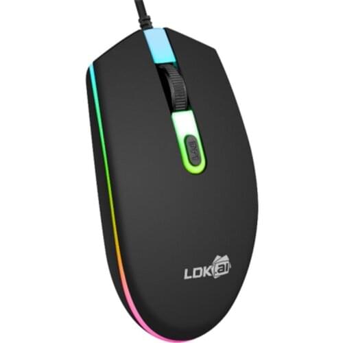 USB Wired RGB Colorful Lighting Gaming Mouse 1000DPI 6 Keys Photoelectric Computer Gamer Mice Office Home Luminous Wired Mouse