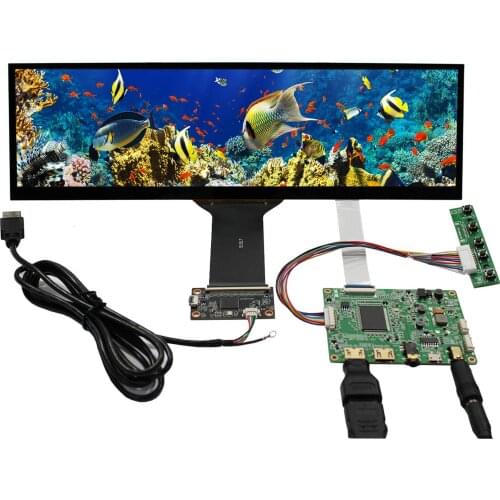 VSDISPLAY NV126B5M-N41 1920X515 IPS LCD Screen Touch Panel with 2HDM I Mini LCD Controller Board Fit for Car Monitor/Bar Display