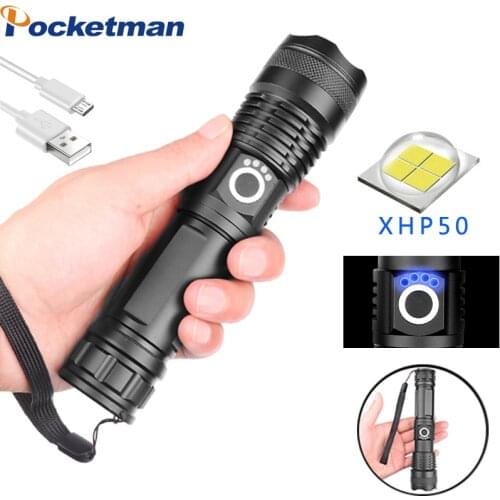 60000lm XHP50.2 Most Powerful Flashlight 5 Modes Telescopic zoom Torch Lanterna By 18650 26650 Battery Best For Camping, Fishing