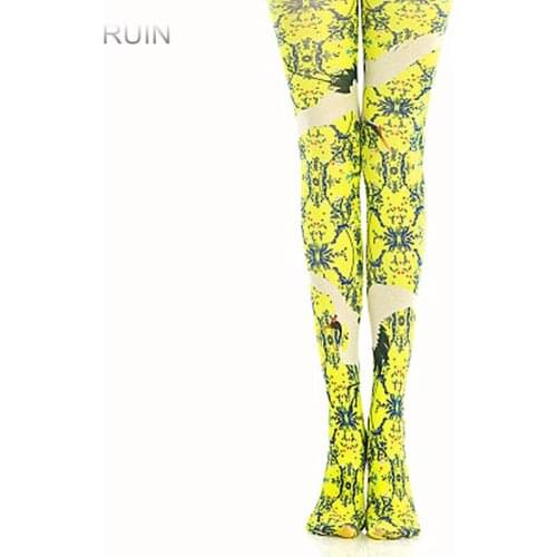 RUIN 2017 WINTER 02 WOMENS TIGHTS National Wind Geometry Owl Totem Print Pantyhose GIRL TIGHTS