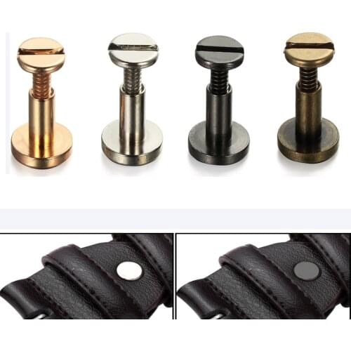 10Pcs Iron 5/6.5/8mm Round Head Strap Rivets Screw Brass Solid Nail Bolt Leather Bookkeeping DIY Clothes/Bag/Shoes Luggage Craft