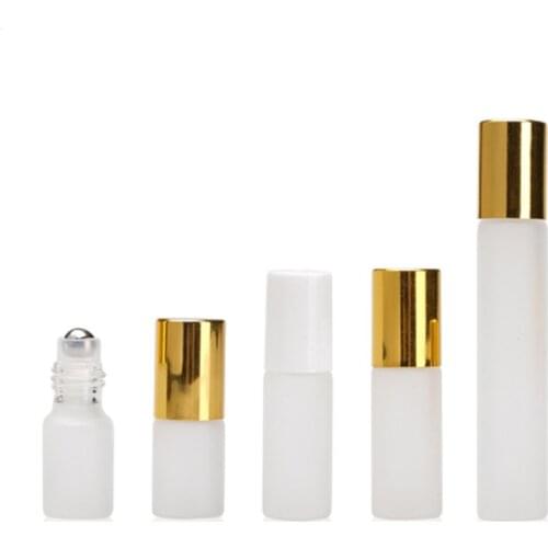 10 Pcs 10ML Refillable Empty Frosted Matt Clear Glass Roll-On Roller Refillable Bottles 10ml Roller Bottles for Essential Oil