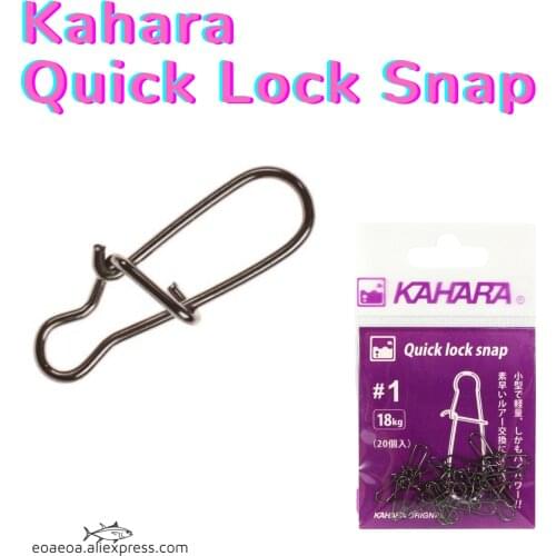 100% Original Kahara Quick Lock Snaps Carbon Steel 20pcs/Bag Drag Range 4kg-21kg Fishing Accessories