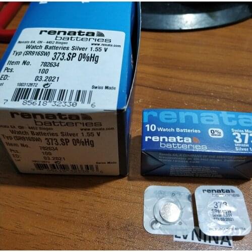 100Xrenata Silver Oxide Watch Battery 373 SR916SW 916 1.55V 100% original brand renata 373 renata916 battery