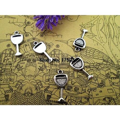150pcs- Wine Glass Charms , Antique Tibetan silver Wine Glass Charms pendants 20x10mm
