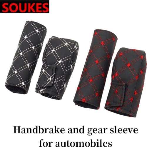 2PCS Car Gear Head Shift Knob Brake Cover Case For Ford Focus Fiesta Mondeo Kuba Ecosport Mini Cooper R56 R50 R53 F56 F55 R60