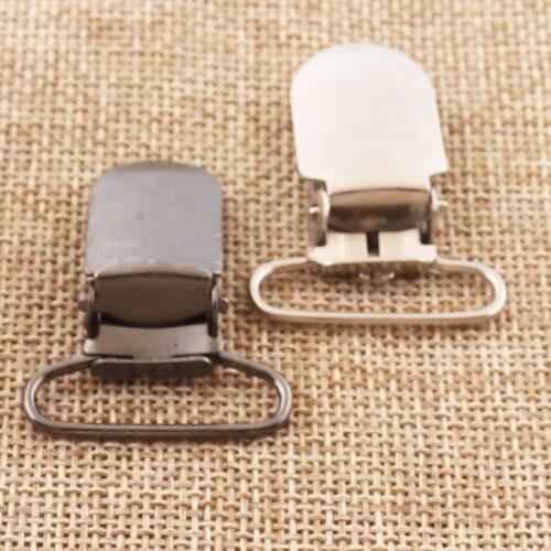 50 Pcs Silver/Black Metal Suspender Clips 1" Rectangle Pacifier Pacifier Holders DIY Pacifier suspender hardware Clip binky baby