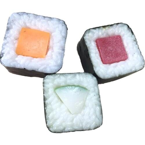 3PCS Artificial Food Creative Square Realistic Sushi Food Model Photography Prop