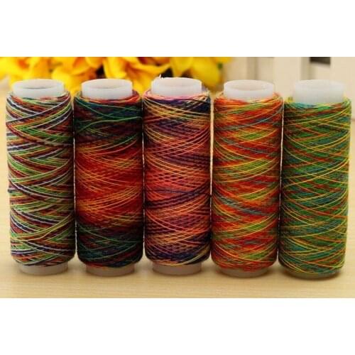 5Pcs/set Rainbow Color Sewing Thread Hand Quilting Embroidery Sewing Thread for Home DIY Sewing Accessories Supplies Gifts OW