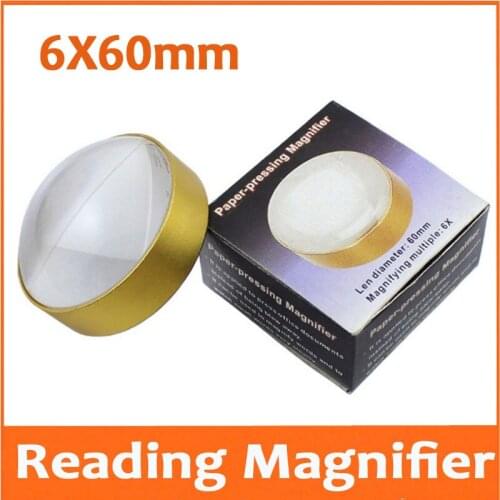 6X Desktop Paper-pressing Magnifier Map Spherical Magnifying Glasses Read Optical Glass Lens Handheld 6 Times Reading Glass