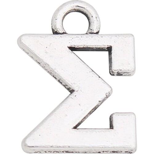 Antique Silver Plated Metal Alloy Greek Alphabet Sigma Letter Charm Sorority Jewelry Making Accessory Custom Design Diy