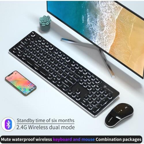 Wirless Keyboard and Mouse Set, Backlit 104-key Rechargeable 2.4GHz Full Size Ultra-Thin Keyboard Mouse for Computer, Laptop, PC
