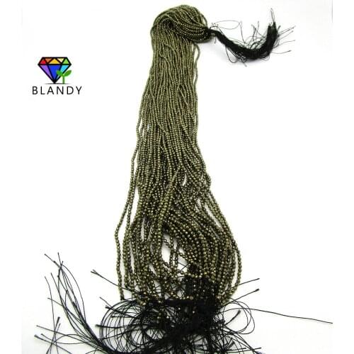 40CM per String Nature Pyrite Beads 2.25mm Round Faceted Cut Natural Marcasite Stone For DIY Jewelry