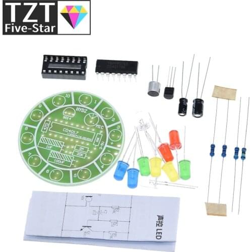 CD4017 colorful voice control rotating LED light kit electronic manufacturing diy kit spare parts student Laboratory