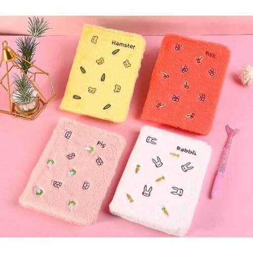 Plushed Cover Lucky Cat Notebook Pink Girls Personal Diary Book Business Journal Planner Notes Delicate School Notepad 112 Sheet