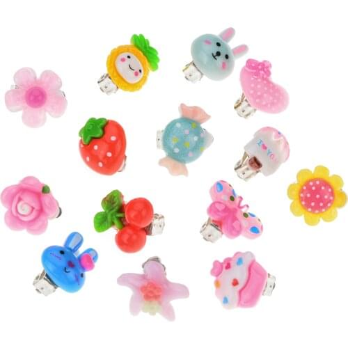 7 Pairs Lovely Cartoon Jewelry Baby Girl Earrings Kids Ear Clip Children Earrings