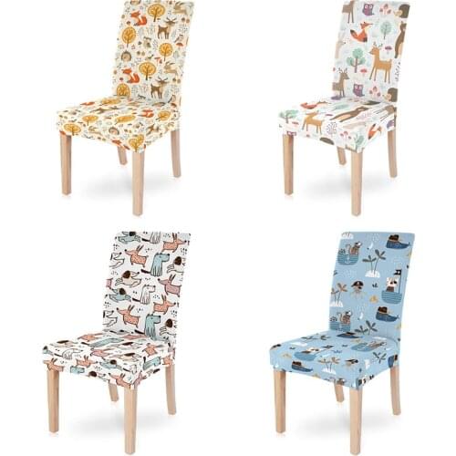 Cartoon Animal Elastic Universal Size Computer Chair Covers Removable Washable Stretch Seat Slipcover For Kitchen Dining Room