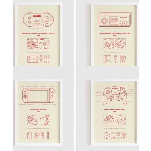 Electronic game interface art canvas painting game console game console poster wall picture decoration childrens room game room