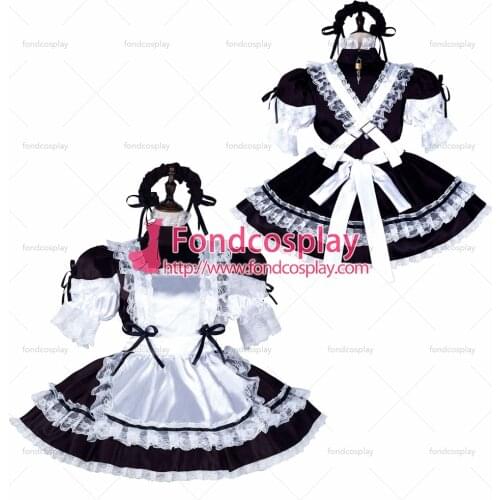 Sissy maid satin dress lockable Uniform cosplay costume Tailor-made[G2256]