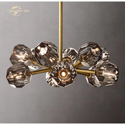 Boule De Crystal Chandelier Modern LED Brass Chrome Black Smoky Crystal Pendant Lights Bedroom Living Room Indoor Lighting