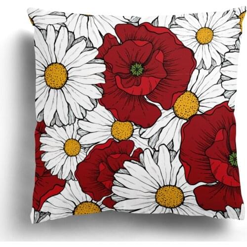 Personality green plant flower series short plush pillowcase cushion cover home decoration sofa pillowcase kawaii pillowcase