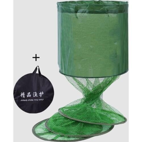 5 Layers Portable Fishing Cage Utility Folding Collapsible Fishing Basket Dip Net Cage Fishing Tackle Care Creel Small Mesh