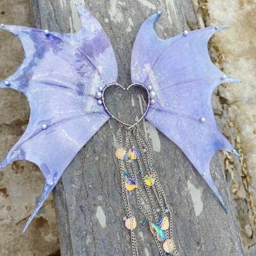 Handmade Mermaid Ears Cos beautiful headdress Ocean blue Pearl mermaid ears side clip props accessories