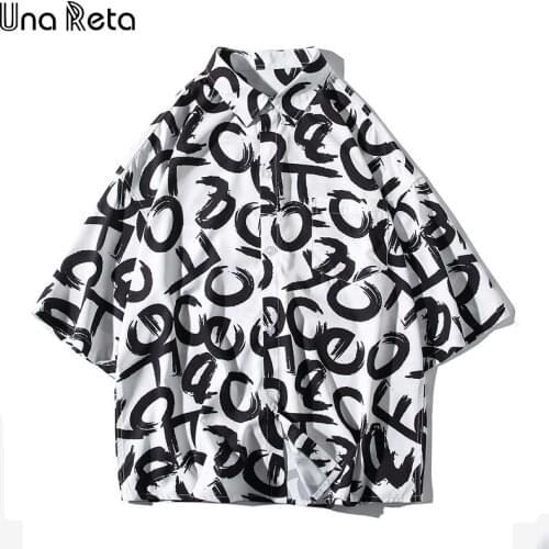 Una Reta Short Sleeve Mans Shirt New Summer Casual Loose Men Clothing Harujuku Hip Hop Letter Print Oversized Shirts For Men