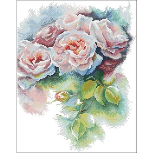 Pink Rose patterns counted 11CT 14CT 18CT DIY Cross Stitch Sets wholesale Cross-stitch Kits Embroidery Needlework