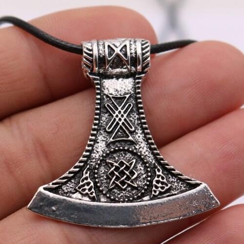 Nostalgia Slavic Axe Pendant Amulet Kolovrat Pagan Vegvisir Jewelry Norse and Talismans Pendants Necklace