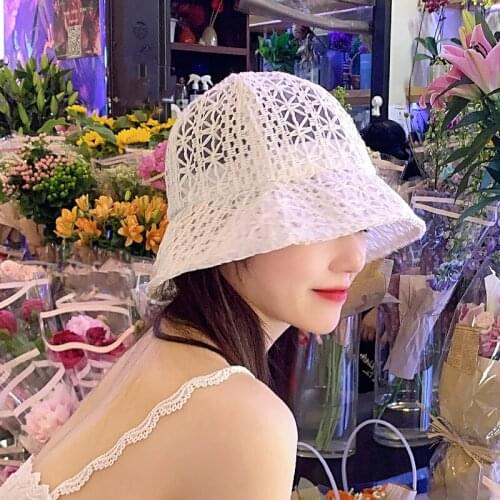 Summer Bucket Hat for Women Hollow Mesh Ultra-thin Air Sun Hats Fashion Lightweight Comfortable Breathable Foldable Portable Cap