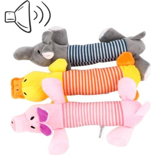 Pet Funny Plush Toys Durability Squeak Chew Sound Dolls Dog Cat Fleece Toys Fit for All Pets Popular Elephant Duck Pig