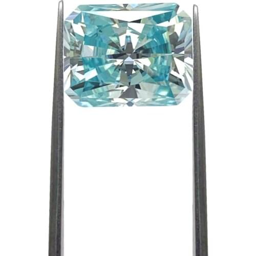 Pirmiana Blue Moissanite Radiant Cut 6x8 mm Loose Stone For Jewelry Making