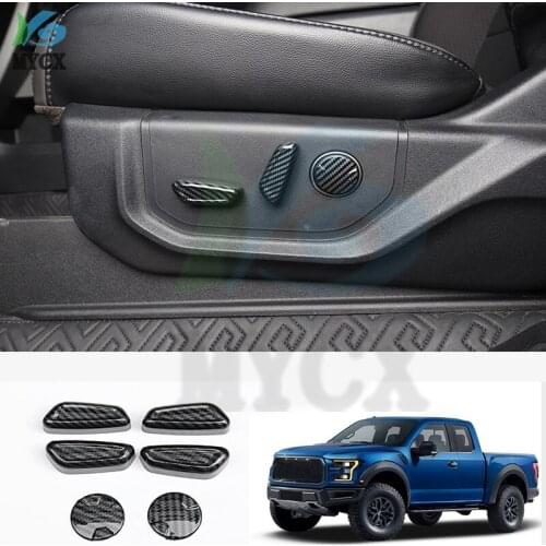 Fit for Ford Raptor F-150 2017 2018 2019 2020 Car Accessories ABS Carbon Seat Position Switch Button Cover Trim 6pcs