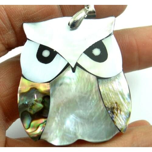 Natural Paua Abalone Shell owl Bead Pendant Alloy Jewelry making necklace for Women Vintage Jewelry Friendship Gifts F27