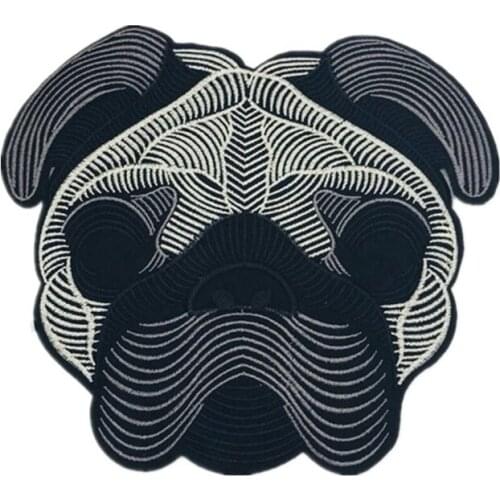 Fine Lovely Pug Dog Head Patches Stripes for Clothing Sew on Animal Badges T-shirt Stickers for Clothes Toppe Appliques Decor