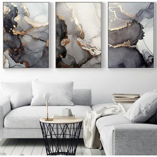 Self-adhesive Wall Stickers Abstract Golden Luxury Picture Wall Art Minimalist Posters and Prints for Living Room Home Decor