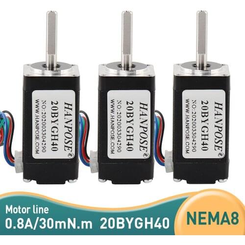 3PCS small-scale Nema8 Stepper motor 40mm 30mN.m 0.8A 1.8 degrees for new CNC router and 3D printer 20BYGH40 step motor