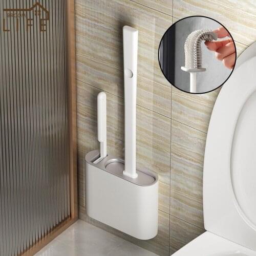 Silicone Toilet Cleaning Brush TPR Toilet Brush Head Wall Mounted Cleaning Tools Corner Bathroom Cleaning Quick Draining Gadget