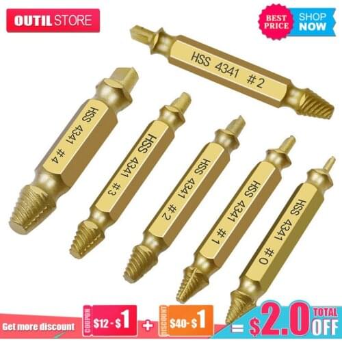 6pcs High quality Damaged Screw Extractor Speed Out Drill Bits Broken Speed Out Bolt Extractor Bolt Stud Remover Tool